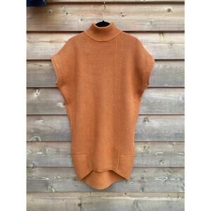 By Anthropologie burnt orange sleeveless knit mock turtleneck sweater